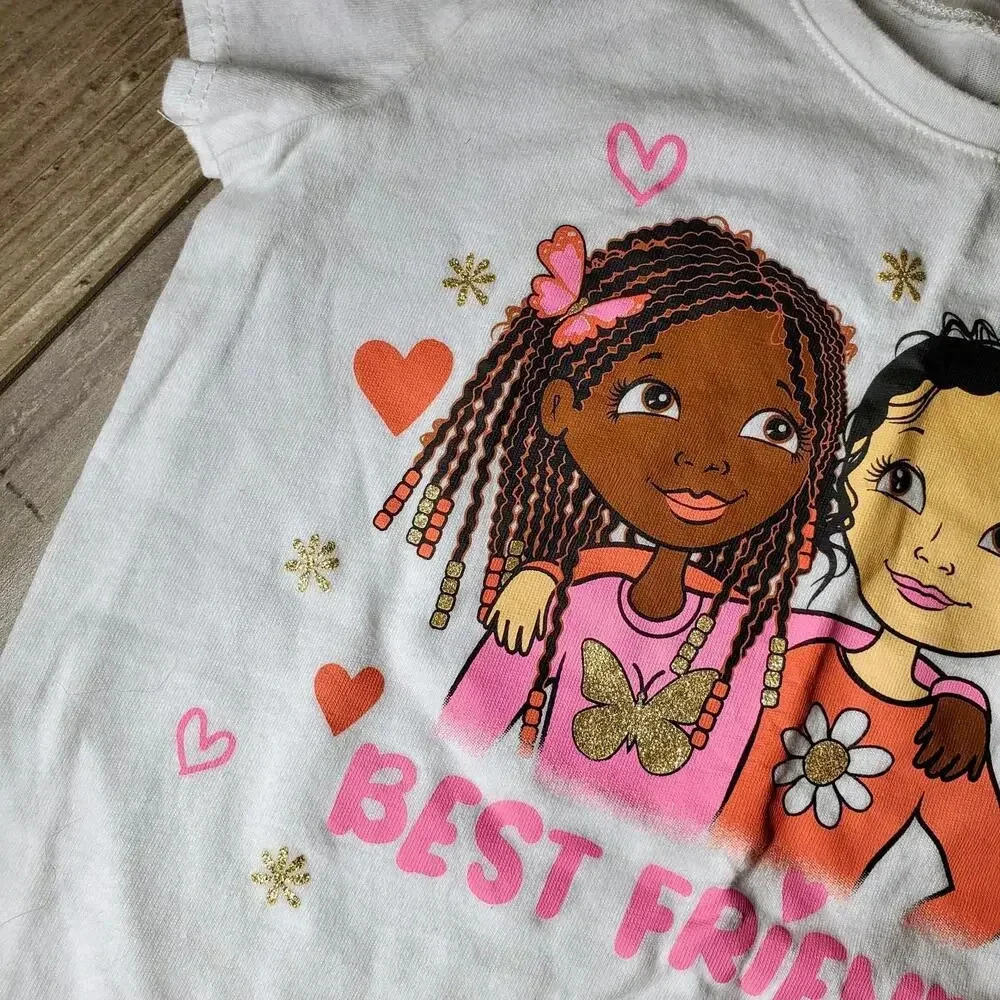 The Children's Place Girl's White Best Friends T-Shirt Size 5T